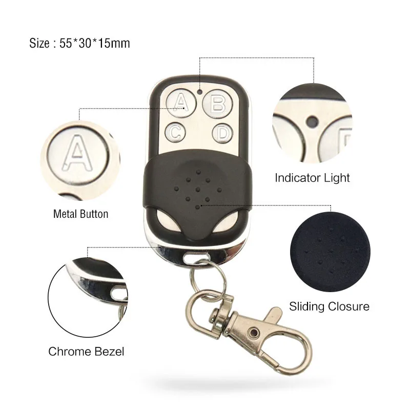 

433Mhz Universal Wireless Remote Control Switch RF Relay 12V 10A 1CH Receiver and 4 button Transmitter for Lighting and Door