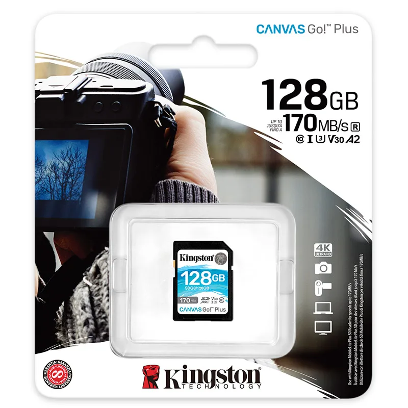 Kingston Canvas Go! Карта памяти SD Plus 256 ГБ 128 Гб 64 класс 10 SDHC SDXC 4K видеокарта sd для камеры |