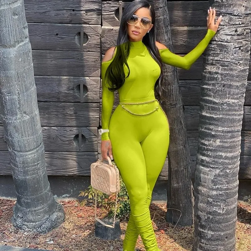 Bandage Bodycon Jumpsuit Long Sleeve Stacked One Piece Jumpsuit Women Fall Clothing 2020 Overalls Party Sexy Jumpsuit Clubwear