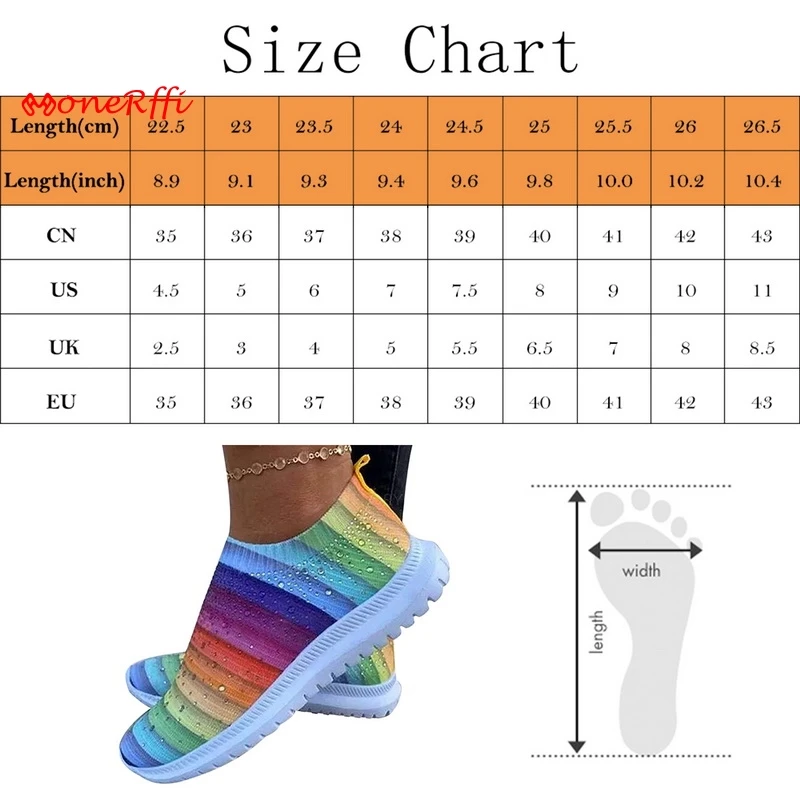 

Women Sneakers Air Mesh Vulcanized shoes Sock Knitted Rainbow Colorful Casual Breathable Female Walking Plus Size Ladies 2021