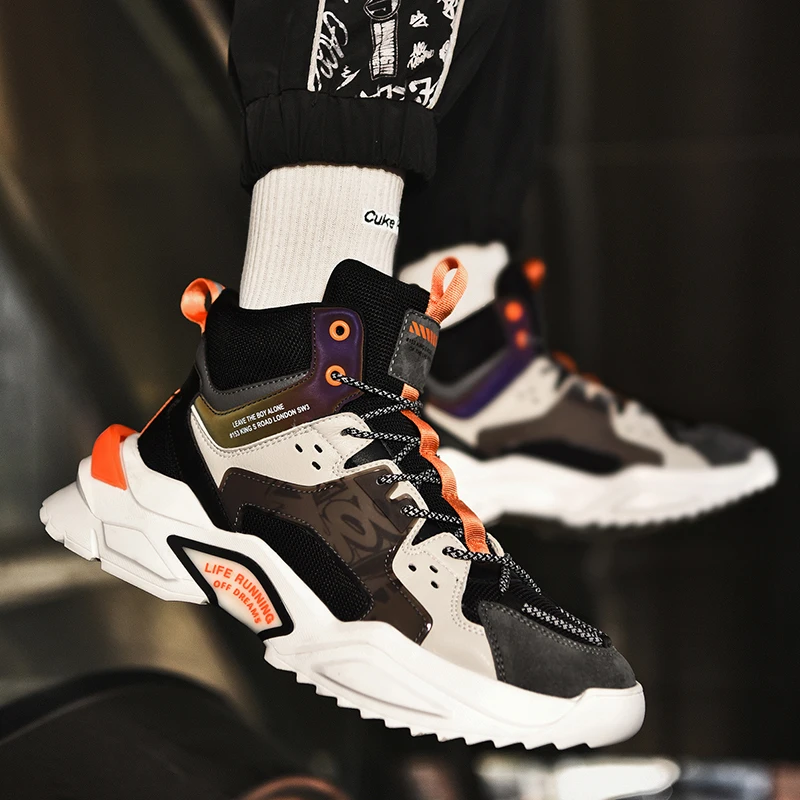 

High Top Sneakers for Men Fashion Male Running Shoes Breathable Mesh Sports Athletic Comfortable Walking Jogging Gym Size 44 45