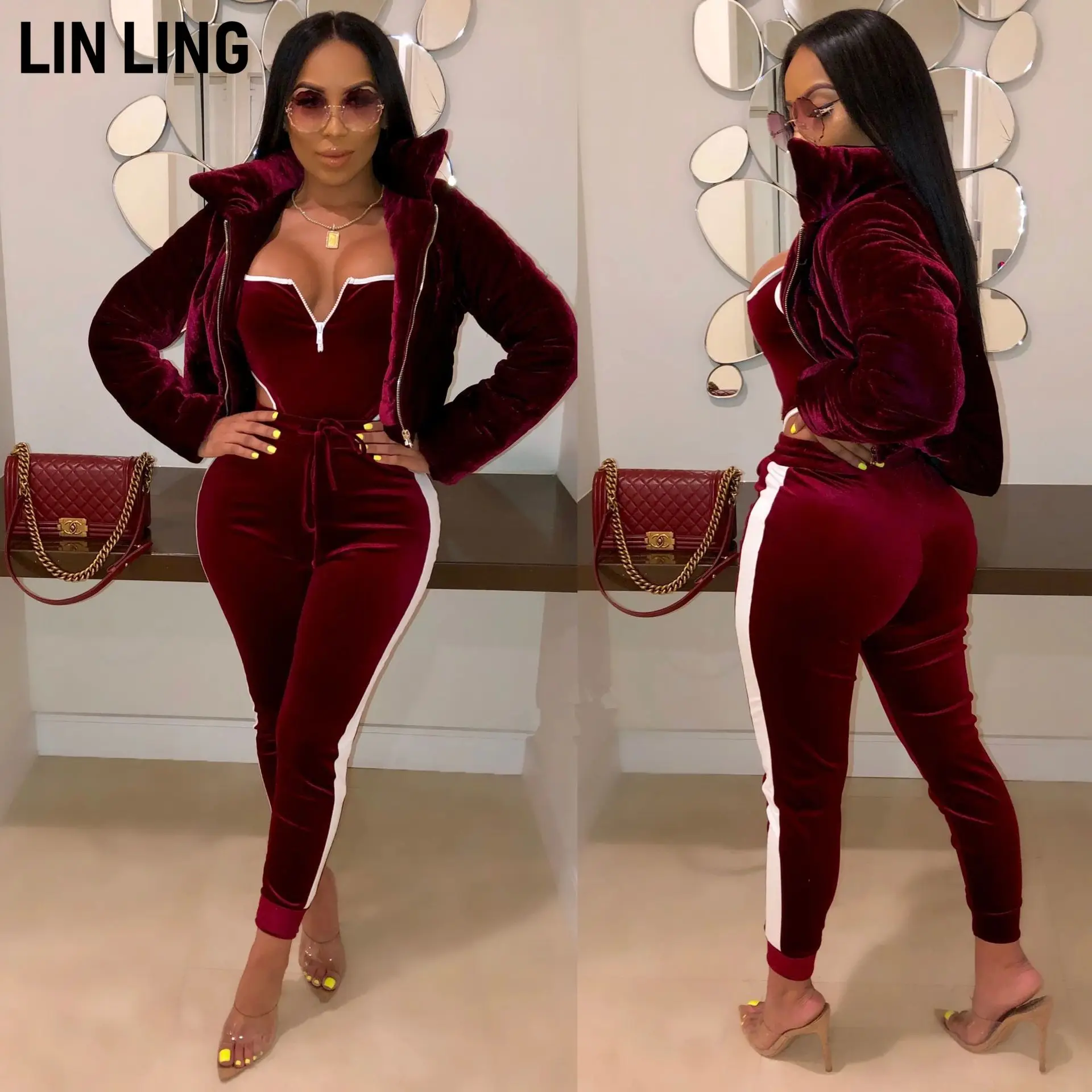 

Пуховое пальто LINLING, с длинным рукавом, воротником-стойкой, серое, с гусиным пухом, с золотистым вельветом, пикантное, винно-красного цвета, т...