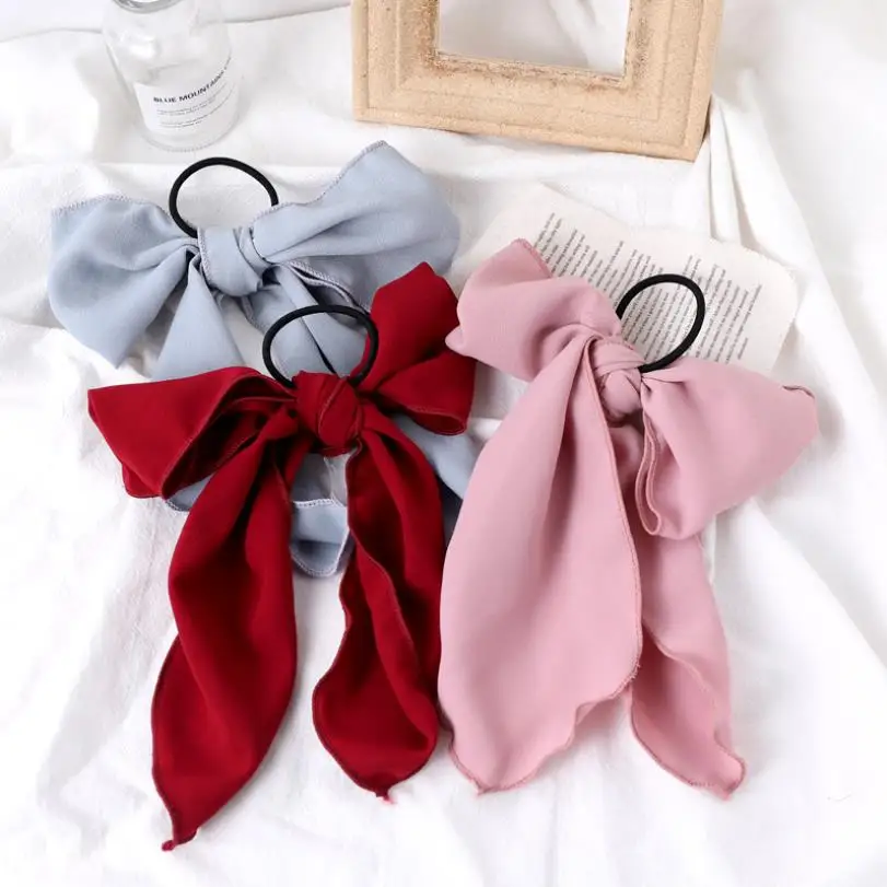 

1pcs Women Girls Super Fairy Chiffon Bow Knot Hair Rope Sweet Girl Streamer Hair Ring Rubber Band Hair Accessories