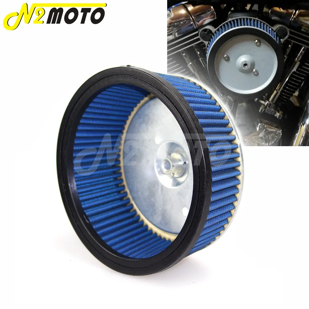 1pcs Motorcycles High Flow Air Filter Blue Cleaner Replacement For Harley Touring Softail Road King Electra Glide Dyna FLSTFI