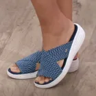 Сандалии женские ортопедические, эластичные босоножки повседневные сандалии на платформе плоской подошве, удобные пляжные тапочки, размера плюс обувь, 2021