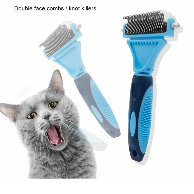 

Pets Hair Removal Comb Double Sided Knot Cutter Brush Cat Dog Grooming Shedding Tool Long Curly Hair Cleaner Pet Grooming Tools