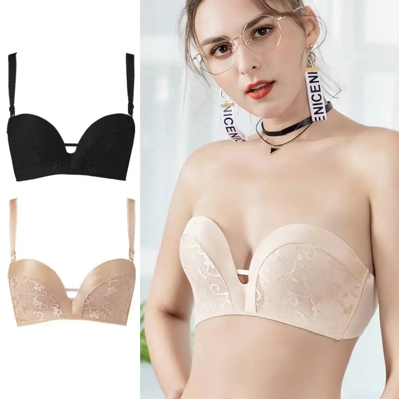 Women Invisible Soft Comfortable Breathable Anti-slip Smooth No Trace Steel Ring Gathered Sexy Bra Strapless Bras | Женская одежда