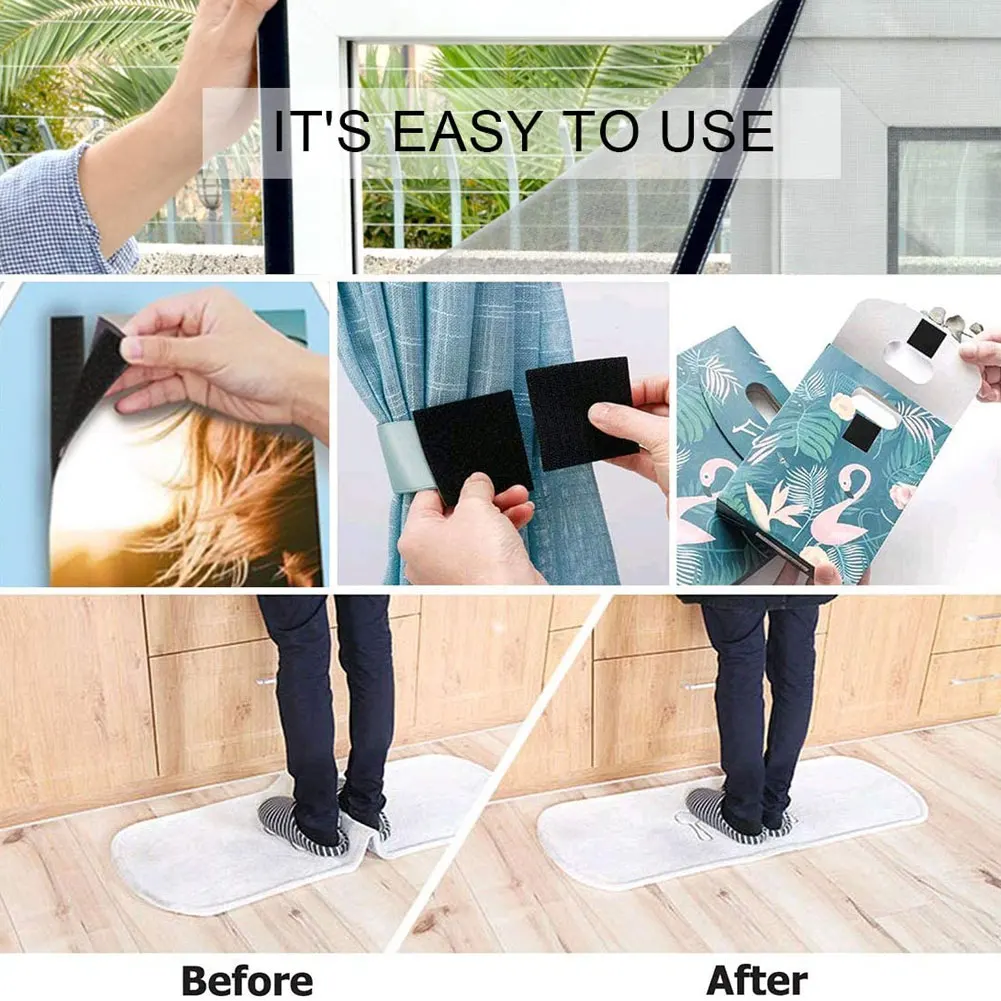 

Hook Loop Tape Self Adhesive Sticker Velcros Adhesive With Glue Double-Sided Stick Heavy Duty Fastening Tape Roll 25m Black