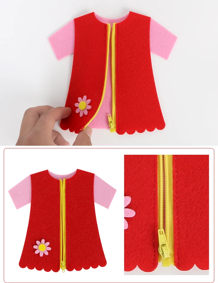 Kindergarten Diy cloth art early education growth toys montessori learn button operation zipper teaching manual course toys