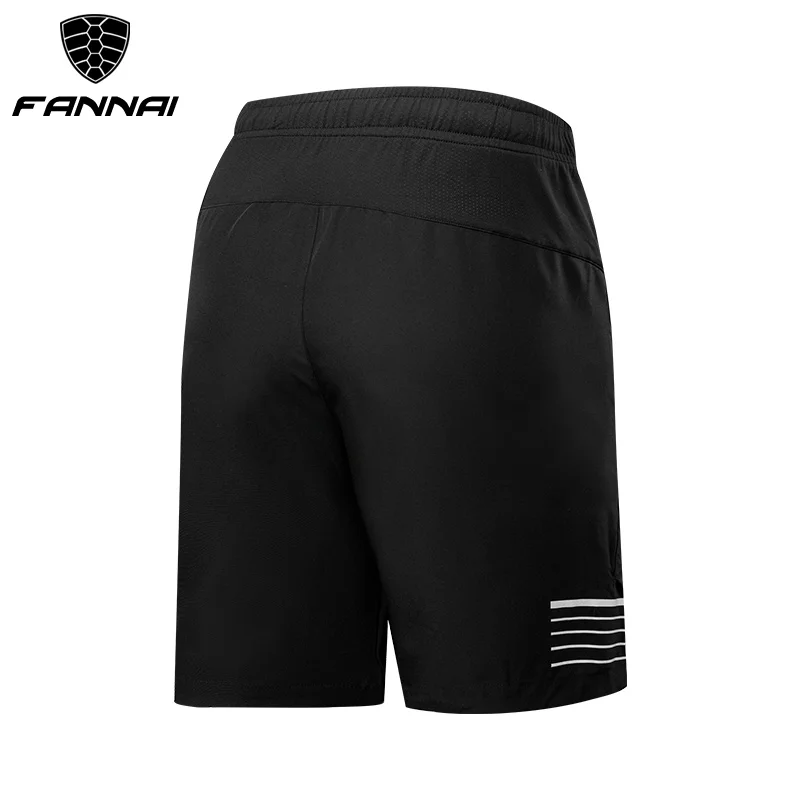 Black FANNAI шорты для бега, мужские спортивные шорты для бега, тянущиеся веревки и карманы на молнии, быстросохнущие мужские спортивные шорты для спортзала - Цвет: Black