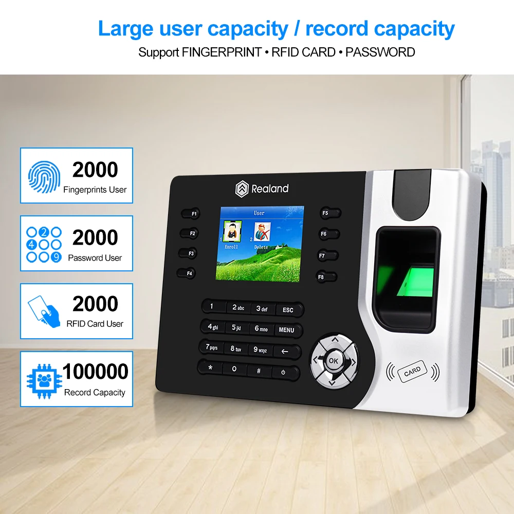 Устройство для отпечатков пальцев Realand биометрическое TCP/IP RFID|Обслуживание