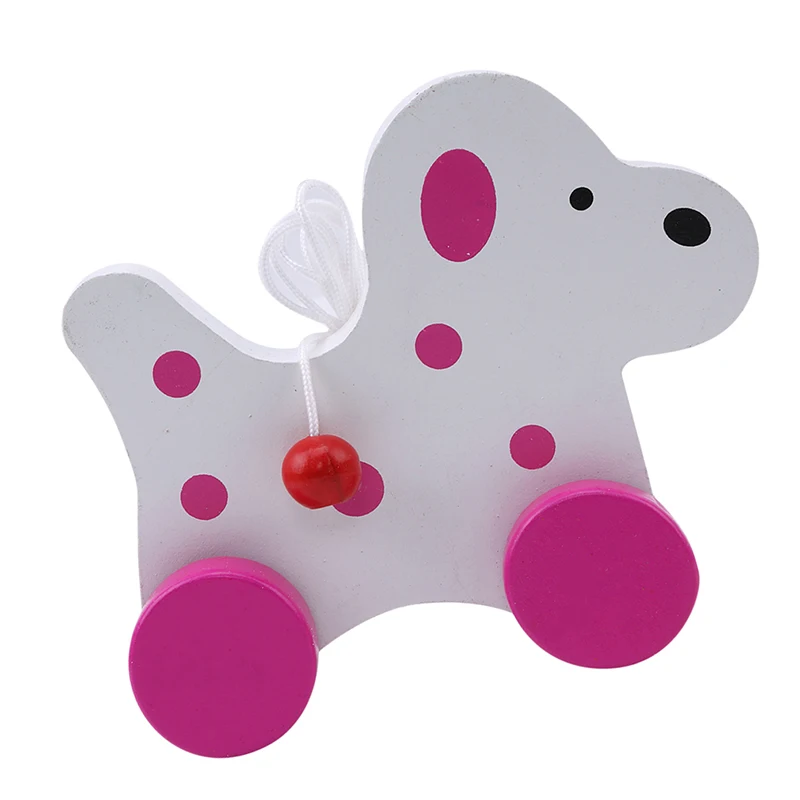 

Animal Zebra Giraffe Puppy Shape Trailer Wooden Cute Cartoon Animal Shape Pull Toy Early Education Puzzle