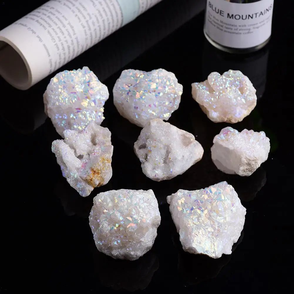 

Natural White Crystal Cluster Electroplated Crystal Cluster Furniture Accessories Home Furnishings Healing Crystal Ornaments