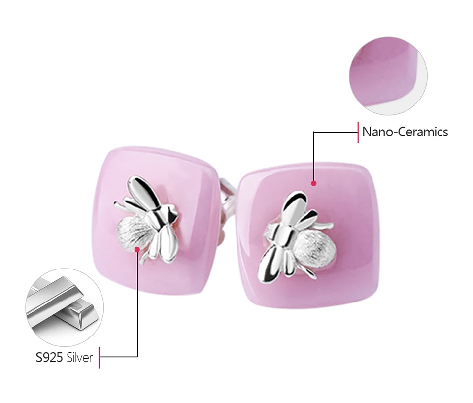 Lotus Fun, настоящее 925 пробы, серебряные серьги, ручной работы, дизайнерские, хорошее ювелирное изделие, 18 К, золото, пчела, поцелуй из розы, серьги-гвоздики для женщин