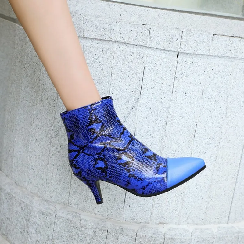 Женские ботинки на высоком каблуке теплые ботильоны из искусственной кожи