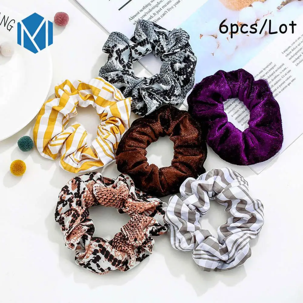 6PCS-Q M MISM 11 шт. винтажные леопардовые бархатные резинки для волос для женщин и девочек, шелковые эластичные полосы обруча для волос, набор модных аксессуаров для волос - Цвет: 6PCS-Q