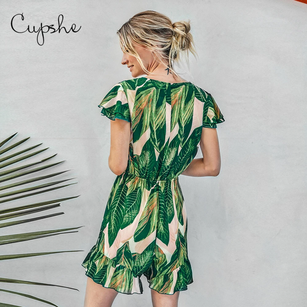 Женский комбинезон с оборками CUPSHE сексуальный короткий v образным вырезом