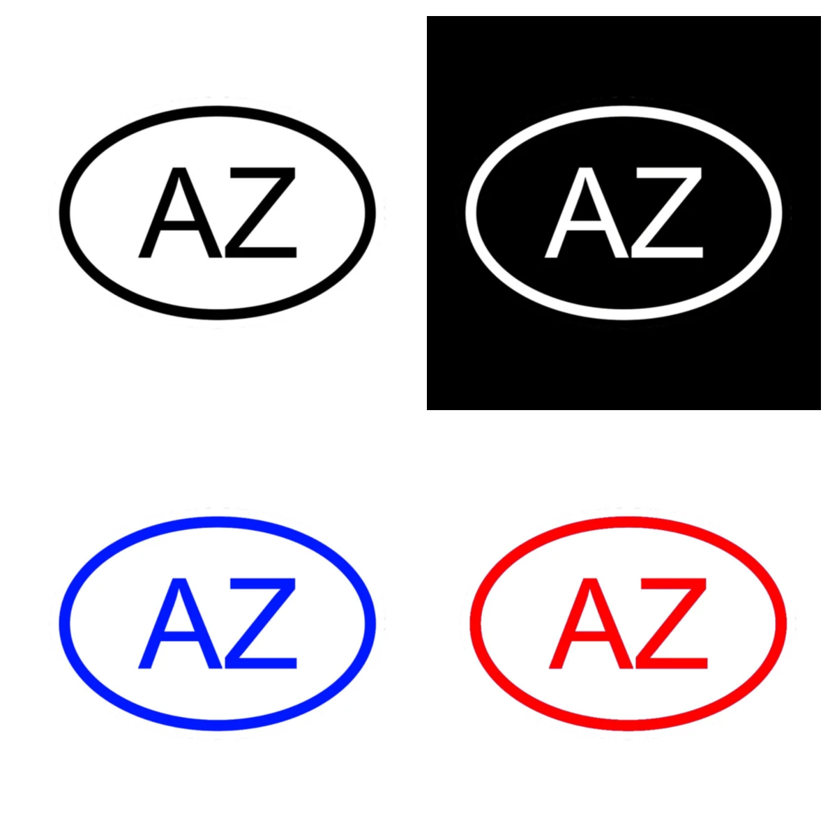 Персональные овальные автомобильные наклейки с надписью AZ Азербайджан