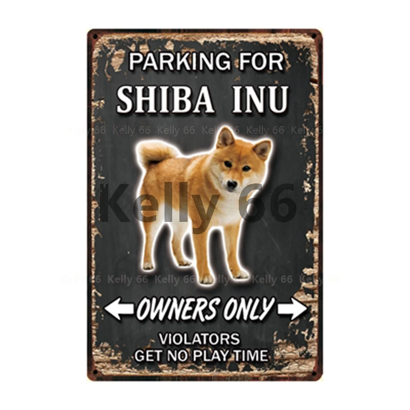 [Kelly66] оловянный плакат с собаками для парковки Хаски Сиба ину бульдог
