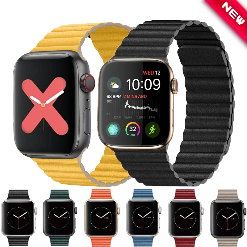 Ремешок для умных часов iWatch series 3 4 5 se 6 кожаный | Наручные часы