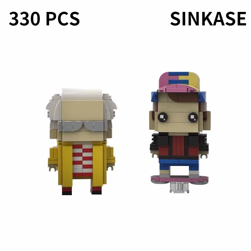 

Mini Back To The Future Cartoon Characters Dr.Brown and Marty McFly Building Blocks Kit Brickheadzalss Figures Xmas Gift