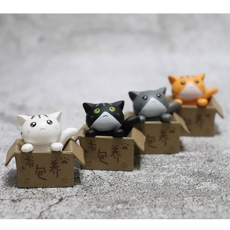 4 шт. супер мини фигурки кошки Chi в коробке милые котята Коллекционная модель