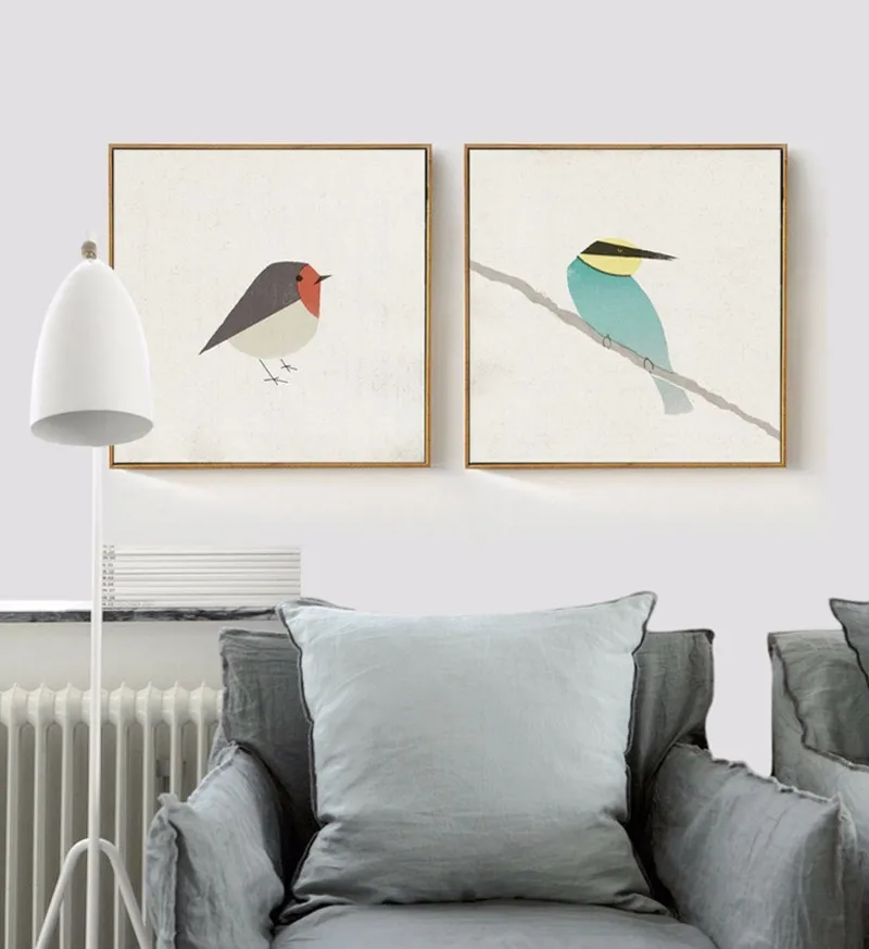 Милые птицы Робин пчелиный ед Картина на холсте плакаты и принты Скандинавская