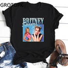 Britney Spears красивая фотография женская черная японская Харадзюку женские топы футболки Женская футболка одежда