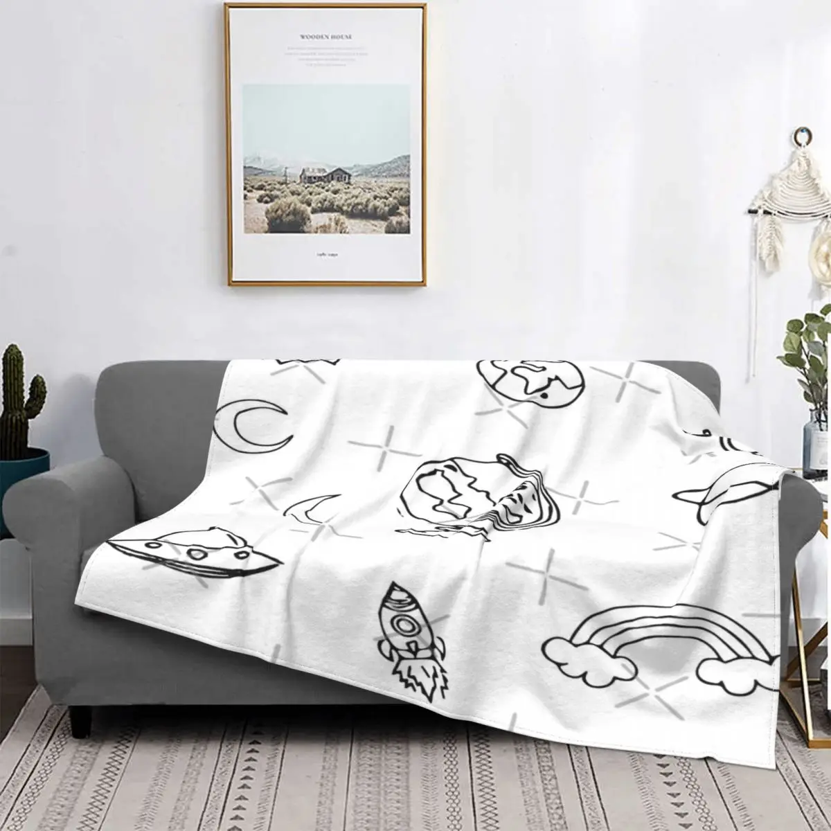 

Space Doodle-colcha a cuadros para cama, manta con capucha, colcha de verano, 150