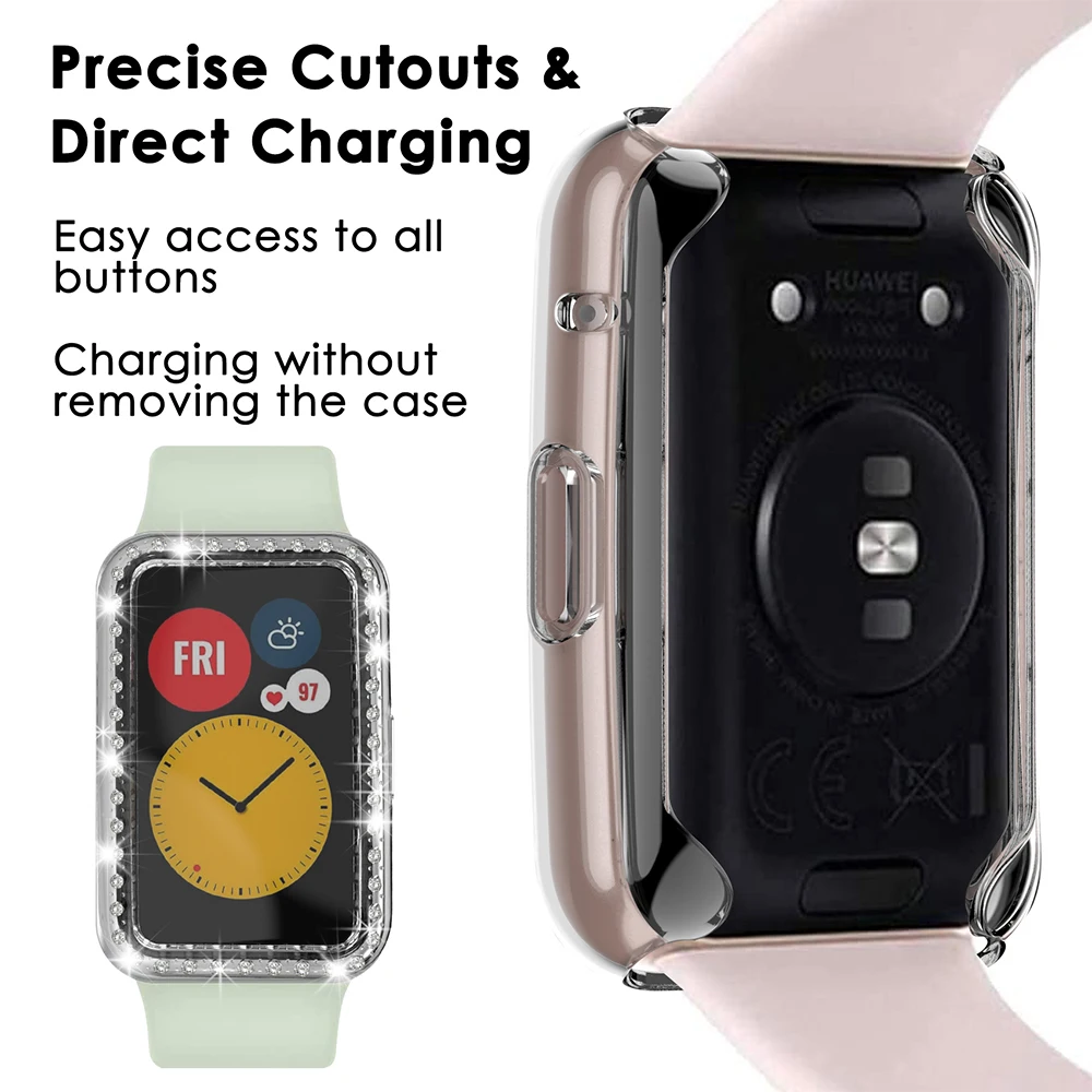 Case for Huawei Watch fit Cover Plated Accessories TPU Bumper All-Around Screen Protector and Bling Case for Huawei Watch fit