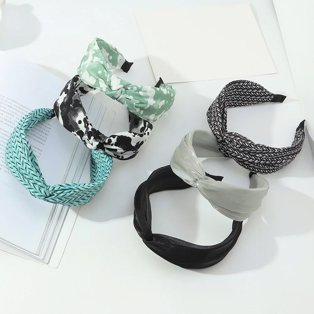 

Free shipping fashion women cow printed cross headwear girl's Leaves headbands lady's hair accessories