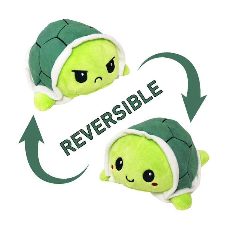 

Reversible Turtle Plush Toy Stuffed Angry Flip Happy Toys Soft Cute Double-Sided Colorful Animal Doll Popular Children Gifts