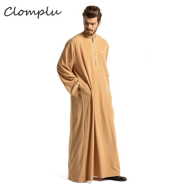 Clomplus мусульманская абайя Jubba Thobe модная кафтан Арабская одежда мужская