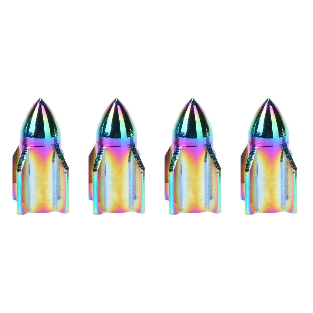 

4pcs Colorful Rocket Shaped Aluminum Car Wheel Tire Valve Stem Caps Covers MGO3