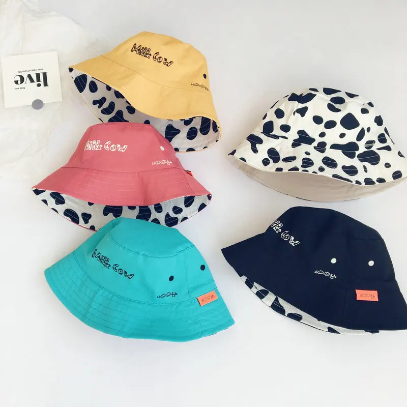 

2021 Summer New Kids Korean Double-Sided Fisherman Letter Hat