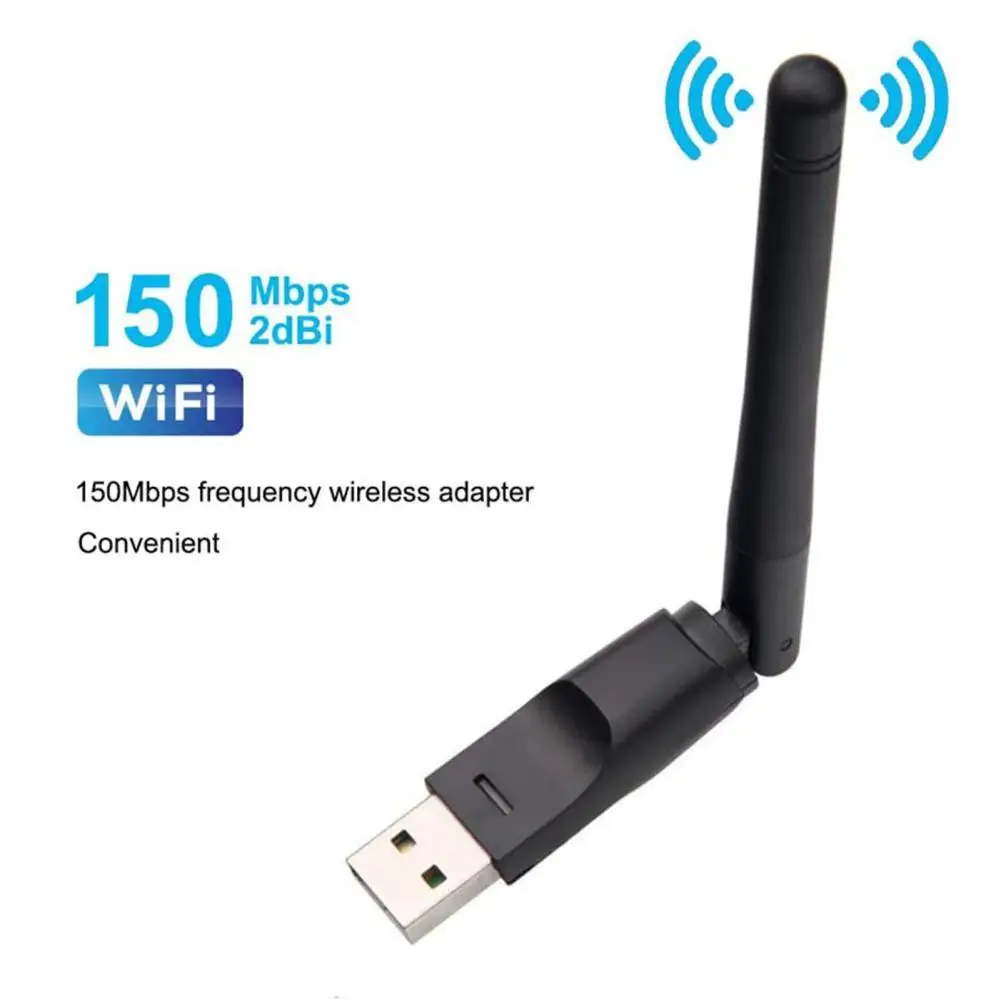 

New USB2.0 Adapter 2.4GHz WLAN Wi-Fi Dongle Network Card WiFi Wireless 150Mbps 802.11 b/g/n LAN with Rot ​Chipset RTL8188
