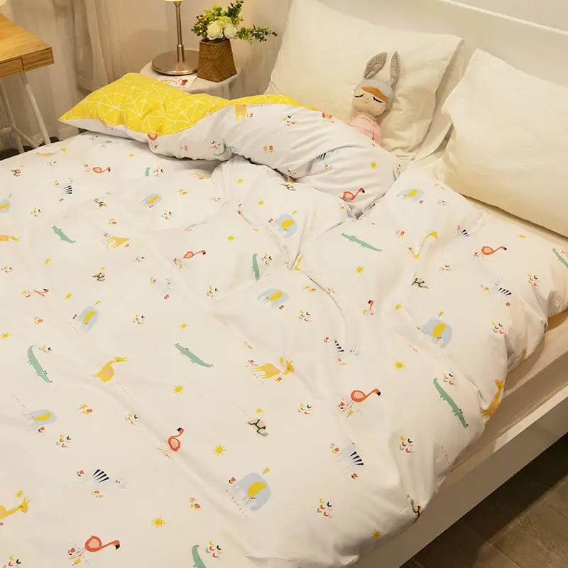 Пододеяльник для детей однотонное покрывало с рисунком фламинго пододеяльник