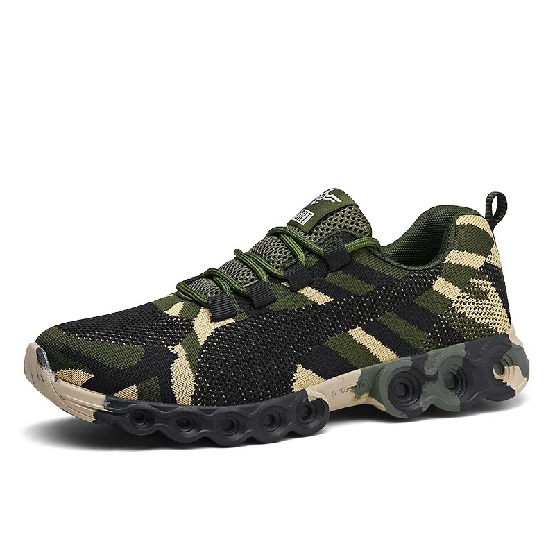 

Couple Spring Fall Mesh Military Training Camouflage Shoes Raining Summer Hollow Outdoor Sports women Men Shoes Big Size 34-44