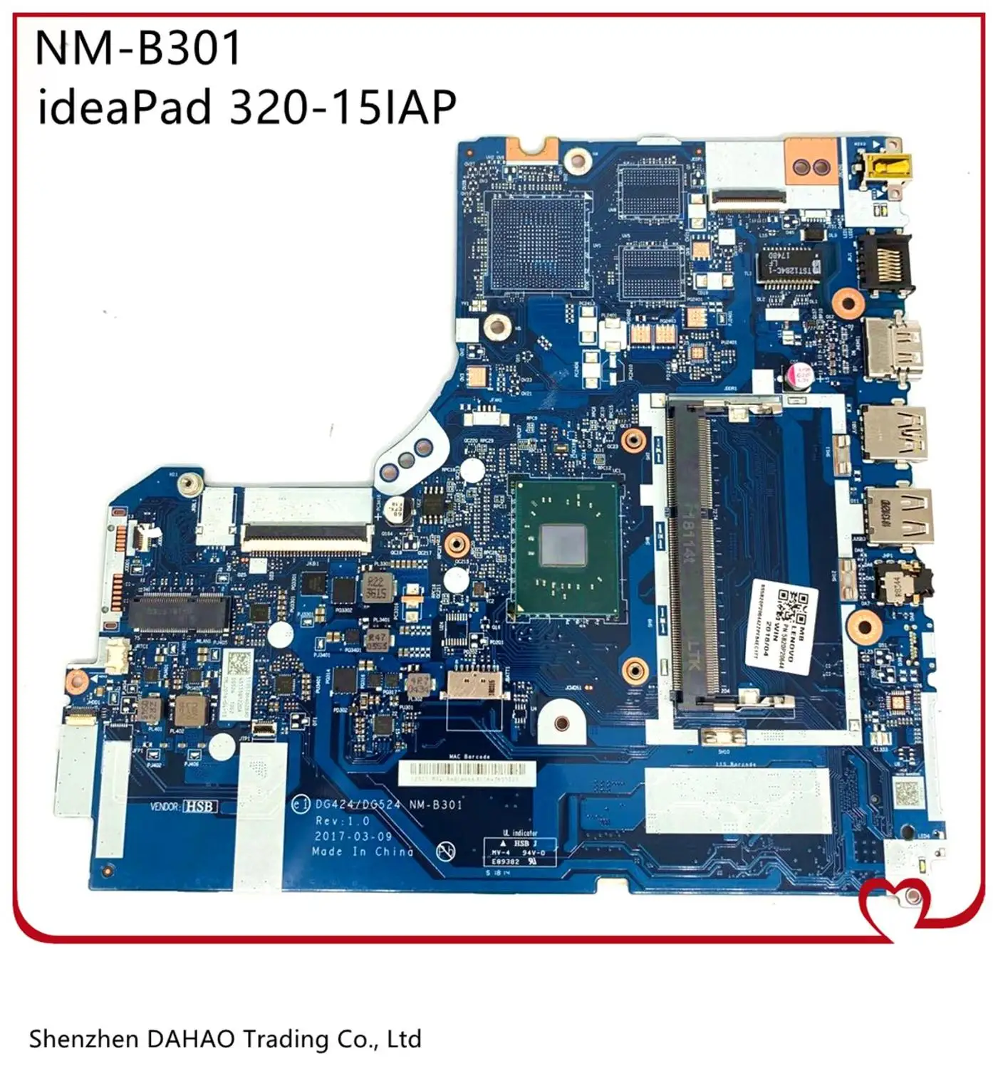 

For Lenovo ideaPad 320-15IAP Laptop motherboard 5B20P20644 DG424 DG524 NM-B301 With intel N3350 CPU 100% Fully Tested