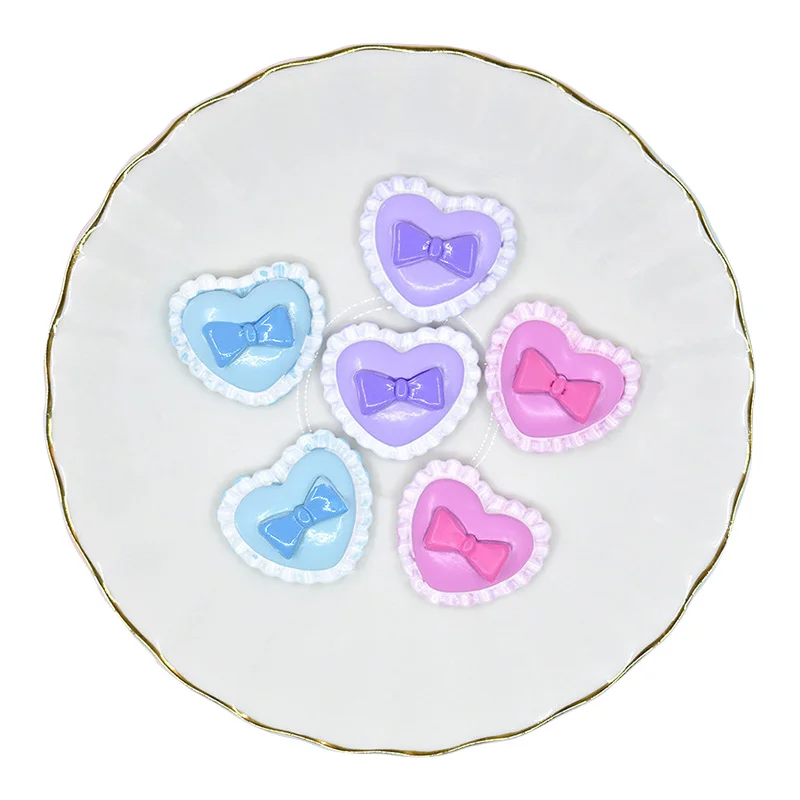 10 pcs 3431mm love cake bow flatback resin miniatures toys diy crafts phone shell patch arts kids hair accessories materials free global shipping