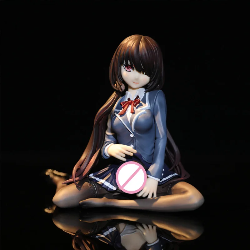 

DATE A LIVE Anime Action Figures Tokisaki Kurumi JK School Uniform Version Sexy Beautiful Girl Sitting Posture PVC Birthday Gift