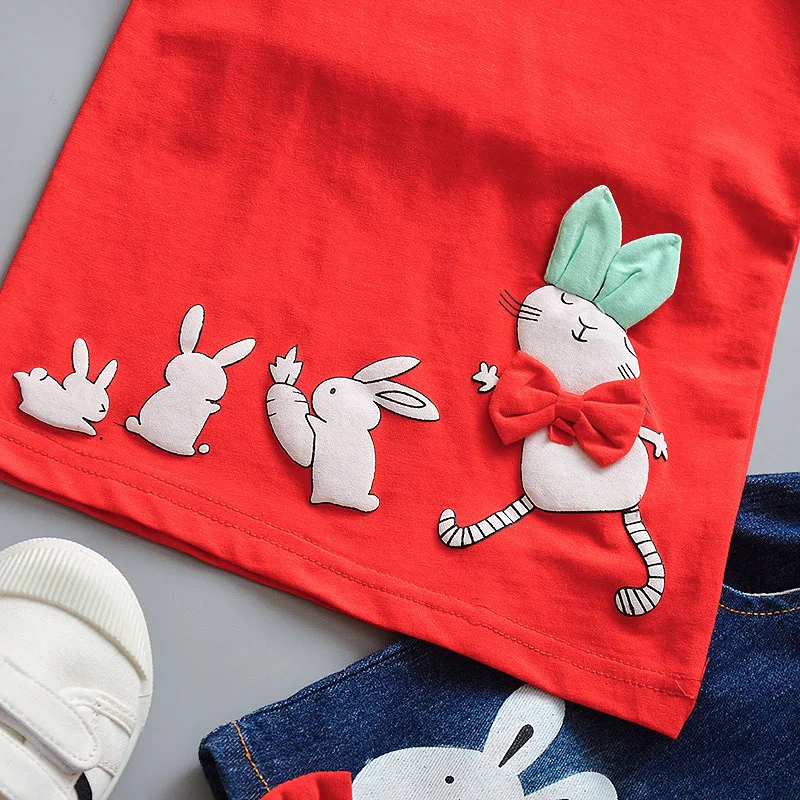 Модный летний комплект одежды для девочек 2020 г. Новые хлопковые топы с героями