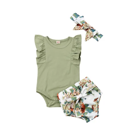 

Cute Newborn Baby Girl Summer Clothes 3pcs Off Shoulder Tops+Plaid Short Dress+Headband Outfits 0-24M