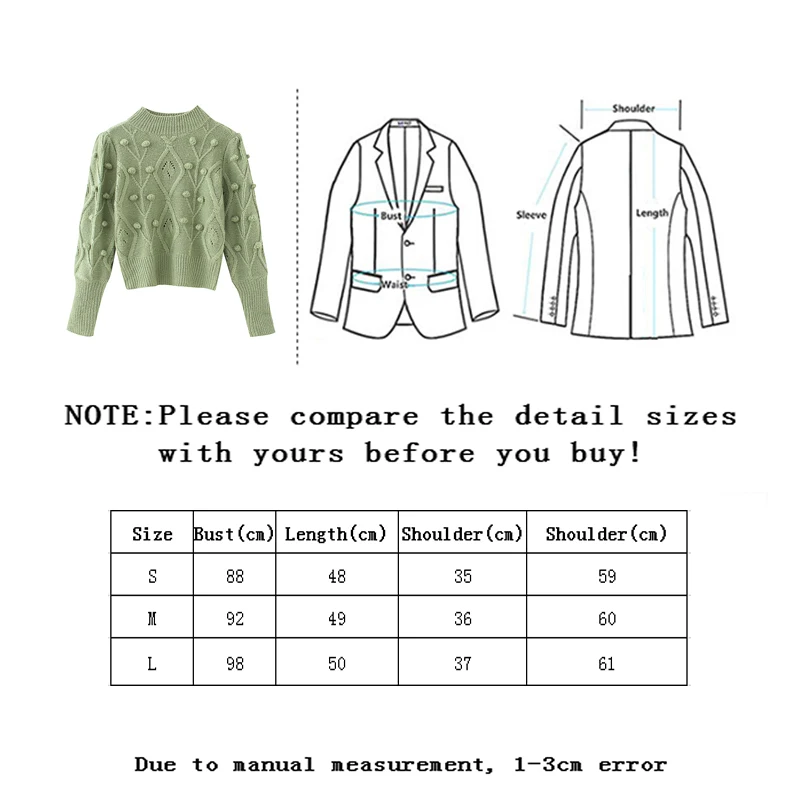 

SLLSKY Solid Half Turtleneck Ball Twist Women Sweater Autumn Winter Vintage Ladies Green Knitted Long Sleeve Jumper Pullovers