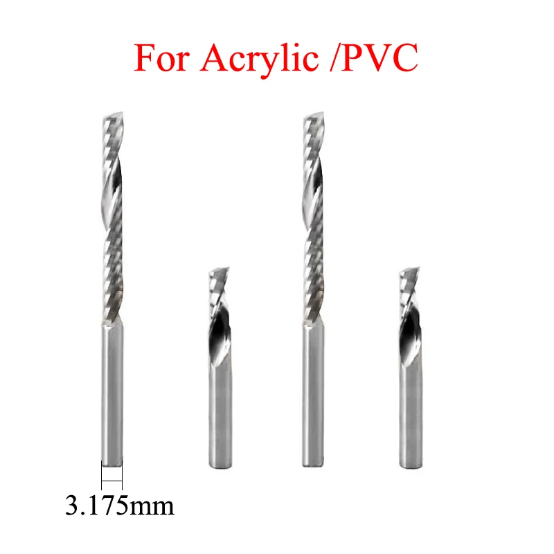 

1 мм 1,5 мм 2 мм 2,5 мм 3,175 мм режущий OD Одиночная канавка Вольфрамовая сталь ПВХ акрил ПММА ЧПУ гравировальная Резьбовая Мельница Фреза