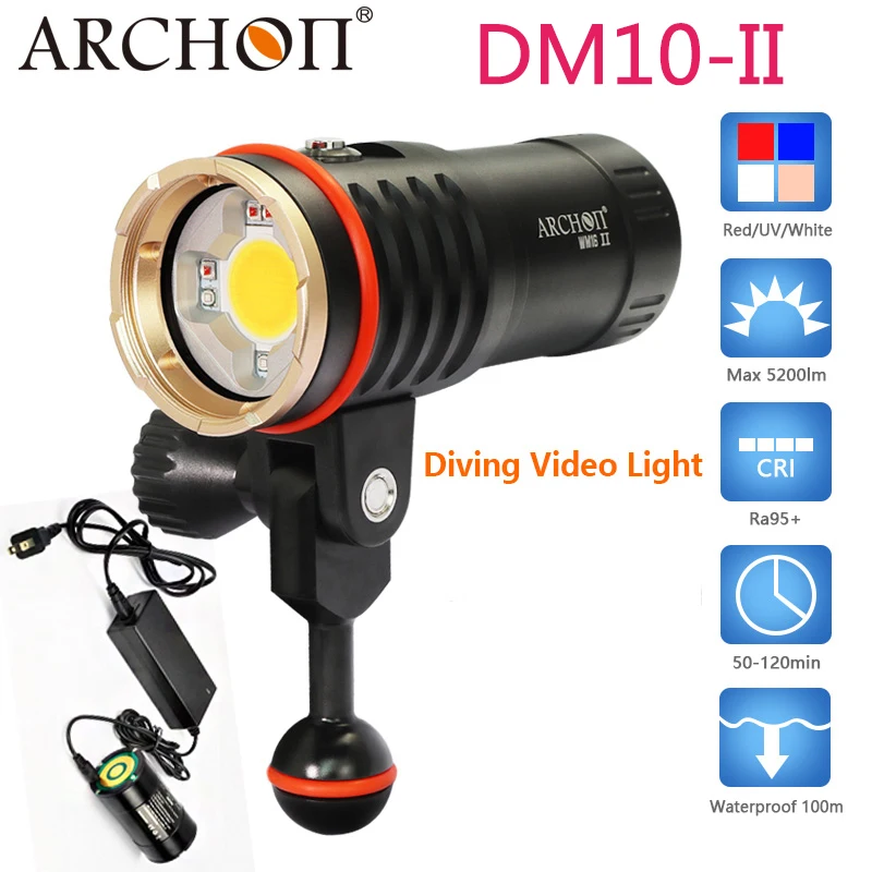 ARCHON DM10 II WM16 Дайвинг прожектор для видеосъемки прожекторная светильник Макс 3500