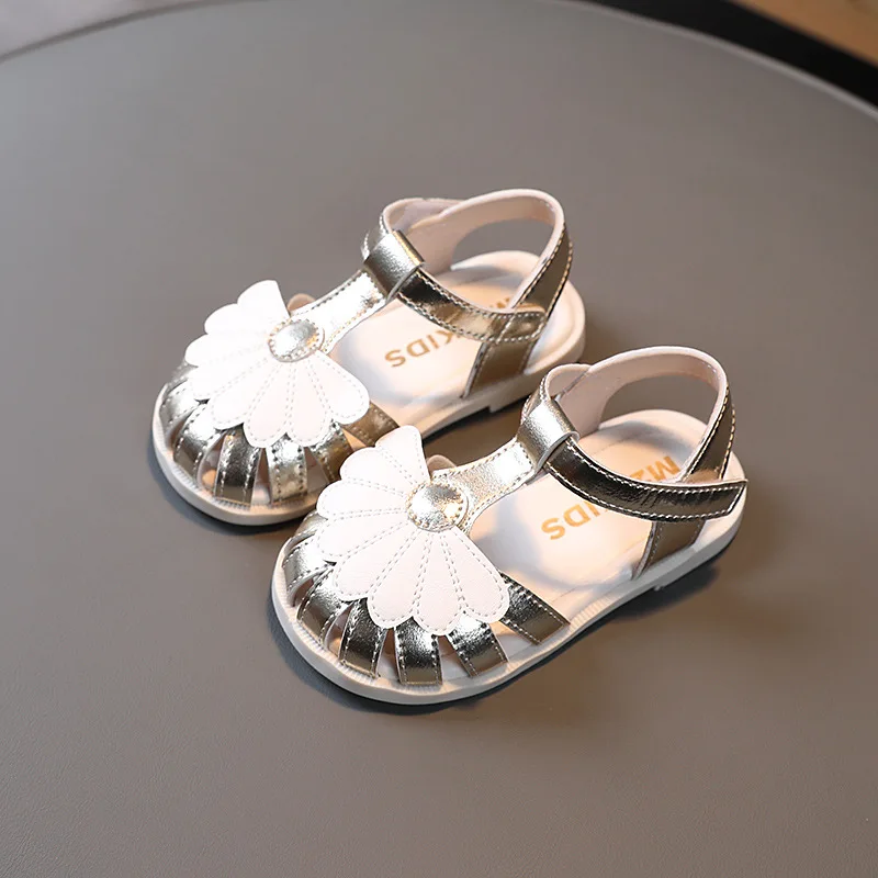 

2021 Summer New Fashion Girls Casual Soft Bottom Half-pack Sandals Princess Shoes Toddler Kids Flower Shoe