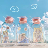 kawaii glass taza sailor moon bottles soup cup glass water bottle with a straw kawaii glasses cute drink bottle cups 450ml