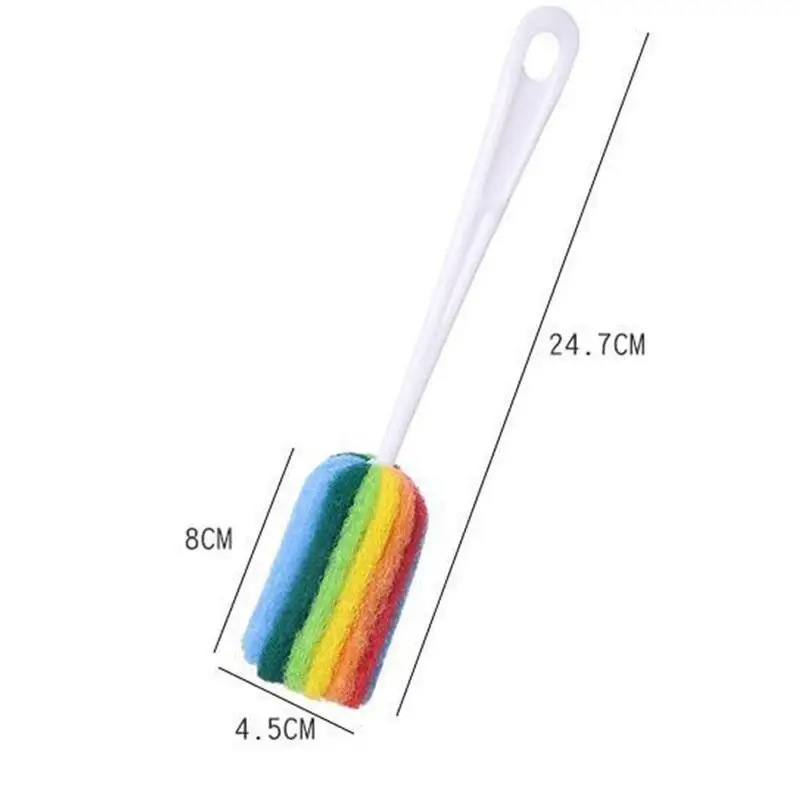 

1 Pcs Rainbow Color Cup Cleaning Brush Kitchen Sponge Brush Household Cleaner Brush Tool Dishwashing Glass C9M0