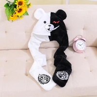 autumn and winter new two dimensional peripheral black and white bear anime scarf hat gloves one bib for women baby girl